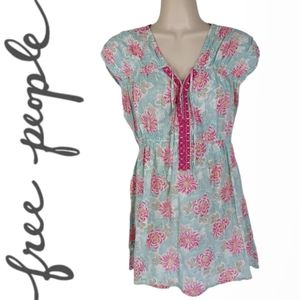 FREE PEOPLE Embroidered Cotton Floral Tunic Sz M